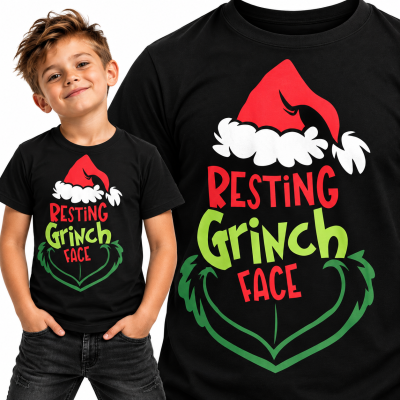 KOSZULKA DZIECIĘCA ŚWIĄTECZNA GRINCH FACE